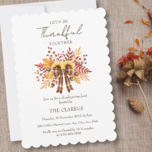 Rustic Sunflower & Plaid Thanksgiving Invitation
