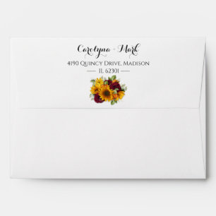 Rustic Sunflower Pumpkin Roses Envelope