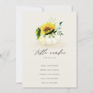 Rustic Sunflower Pumpkin Seating Chart Table Card