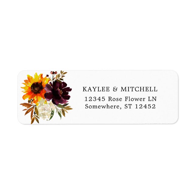 Rustic Sunflower Purple 3 Floral Return Address La (Front)