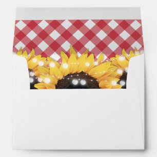 Rustic Sunflower Red Gingham Wedding Envelope