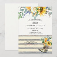 Rustic Sunflower Redneck Wood Boots & Lights Invit