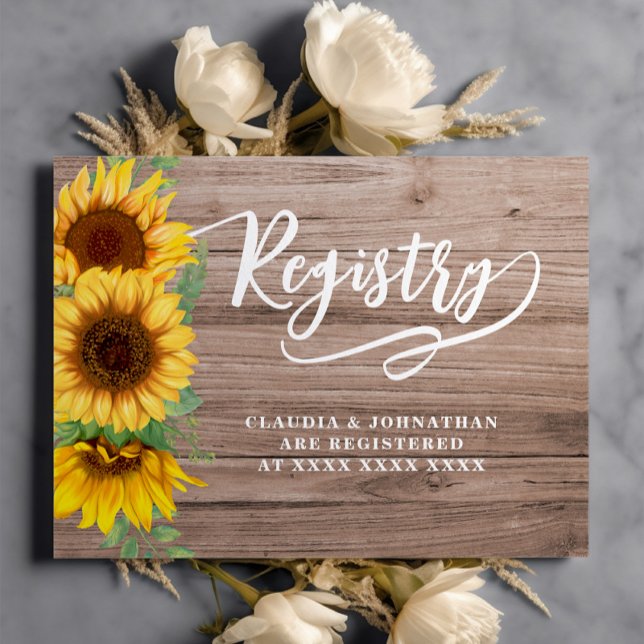 Rustic Sunflower Registry Bridal Shower  Enclosure Card (Creator Uploaded)