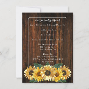 Rustic Sunflower Rehearsal Dinner Invitation