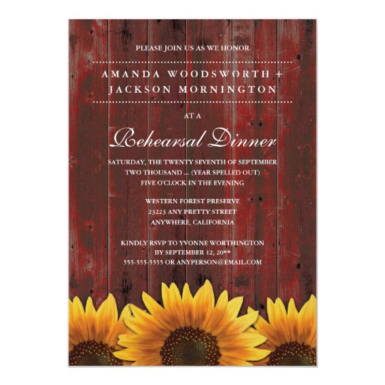 Rustic Sunflower Rehearsal Dinner Invitations