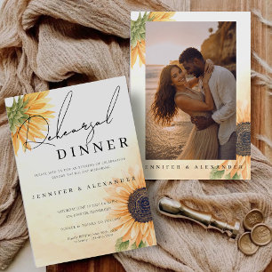 Rustic Sunflower Rehearsal Dinner Night Before Invitation