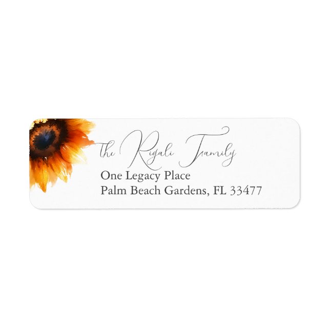 Rustic Sunflower Return Address (Front)
