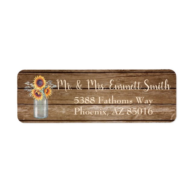 Rustic Sunflower Return Address Label, Rustic (Front)