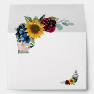 Rustic Sunflower Rose Floral for 5x7 Invitation Envelope