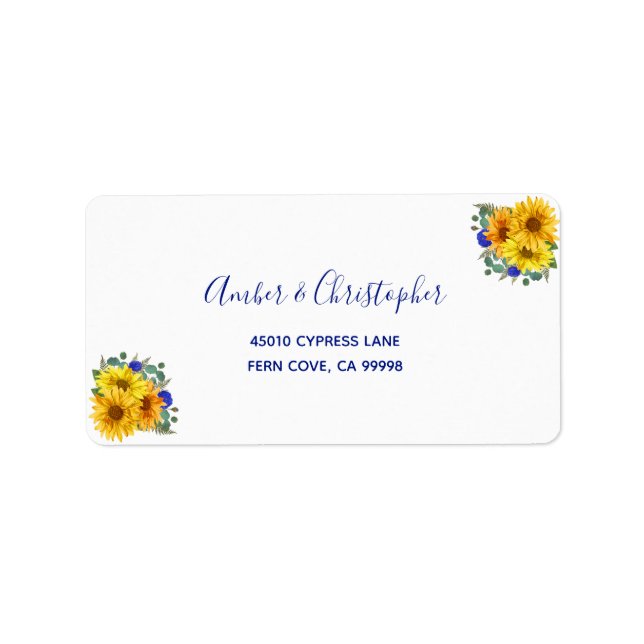 Rustic Sunflower Roses Wedding RSVP Return Address Label (Front)