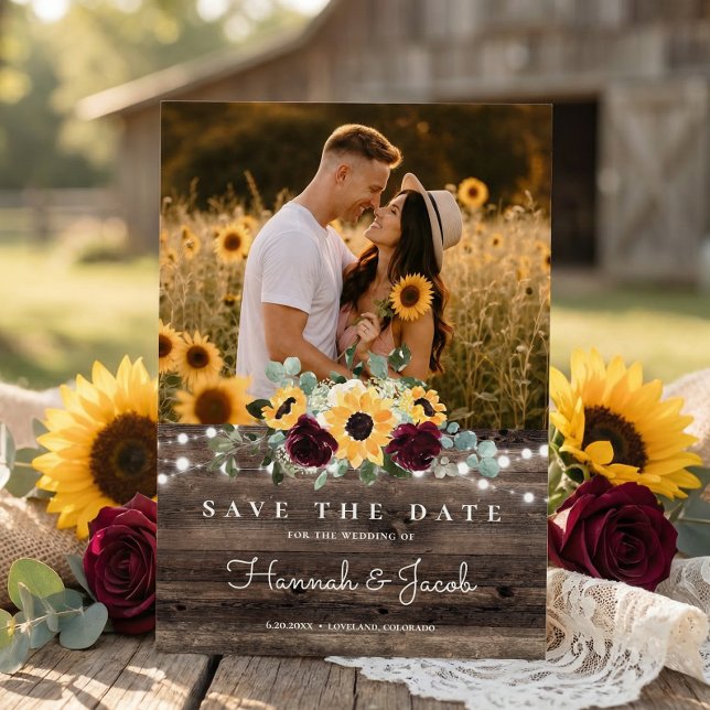 Rustic Sunflower Roses Wedding Save The Date (Creator Uploaded)