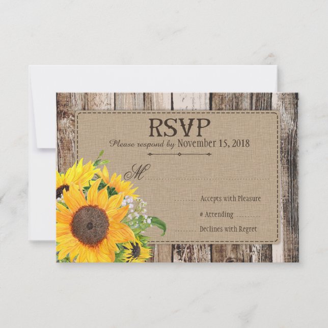 Rustic Sunflower RSVP Card (Front)