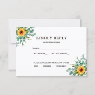 Rustic Sunflower RSVP Fall Colours Invitation