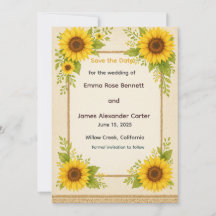Rustic Sunflower Save the Date Card