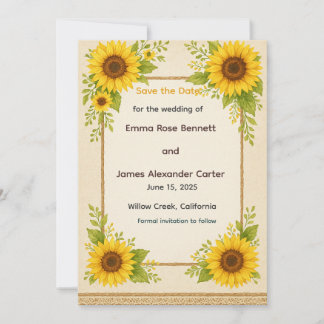 Rustic Sunflower Save the Date Card