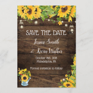 Rustic Sunflower Save the Date Cards