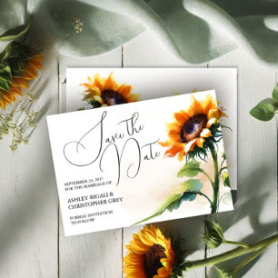 Rustic Sunflower Save The Date Postcard