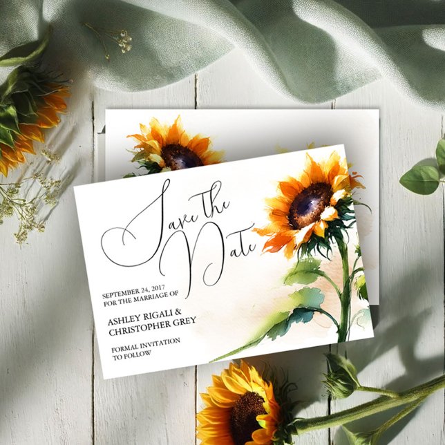 Rustic Sunflower Save The Date Postcard (Rustic wedding sunflower save the date cards by VG Invites)