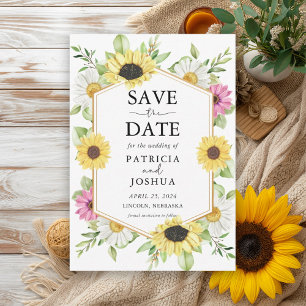 Rustic Sunflower Save the Date Wedding Card