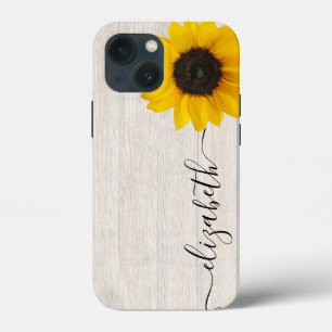Rustic Sunflower Script Stem Name Phone Case