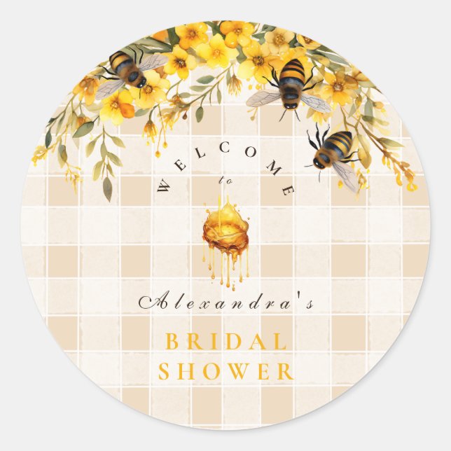  Rustic Sunflower She Found Her Honey Bridal Classic Round Sticker (Front)