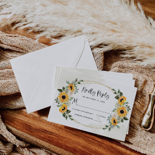 Rustic Sunflower Simple Watercolor Wedding RSVP Card