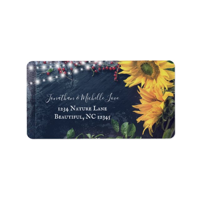 Rustic Sunflower, Slate and Lights Country Address Label (Front)