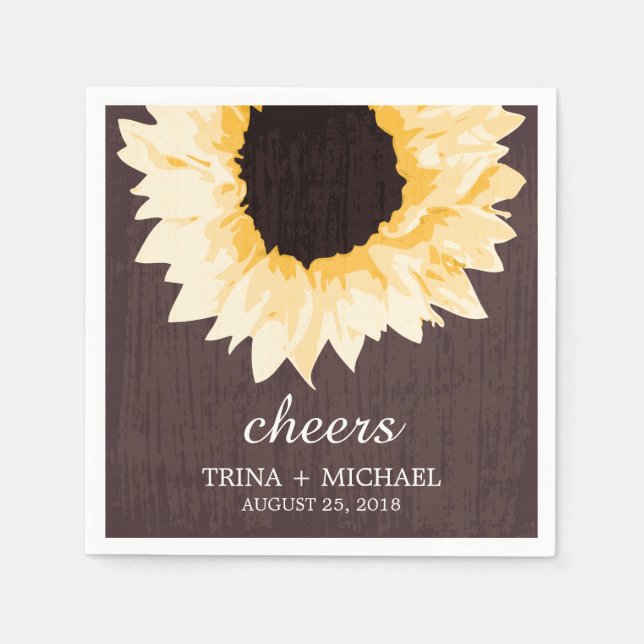 Rustic Sunflower Splendour  | Wedding Napkin (Front)