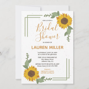 Rustic Sunflower Spring Floral Bridal Shower Invitation