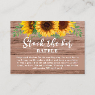 Rustic Sunflower Stock the bar Bridal Shower  Enclosure Card