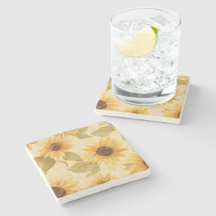 Rustic Sunflower Stone Coaster