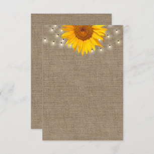 Rustic Sunflower & String Lights Burlap Background Invitation