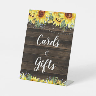 Rustic Sunflower String Lights Cards & Gifts Pedestal Sign