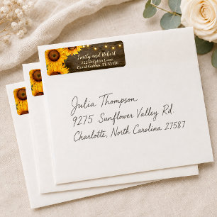 Rustic Sunflower String Lights Wedding Address