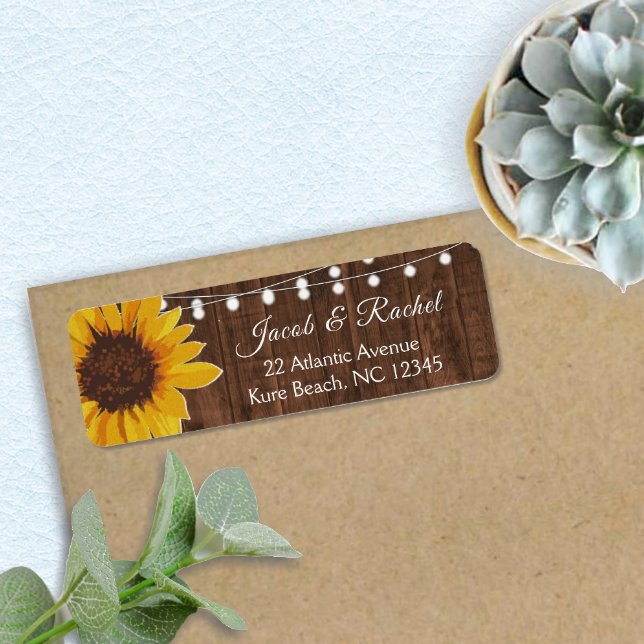 Rustic Sunflower String Lights Wedding Address (Creator Uploaded)