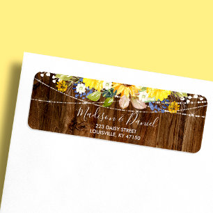 Rustic Sunflower String Lights Wedding Address