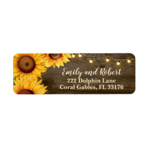 Rustic Sunflower String Lights Wedding Address