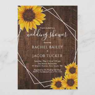 Rustic Sunflower String Lights Wedding Invitation
