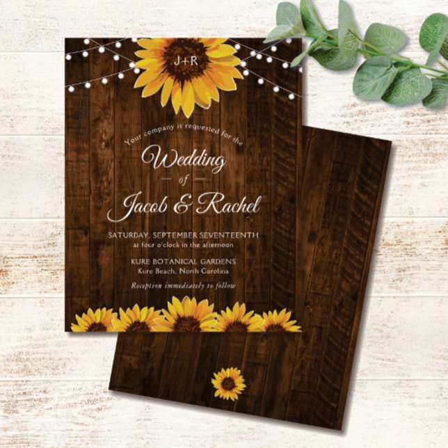 Rustic Sunflower String Lights Wedding Invitation (Rustic Sunflower String Lights Wedding Invitation)