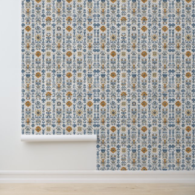 Rustic Sunflower Stripe Pattern Wallpaper (Application)
