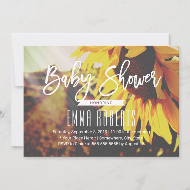 Rustic Sunflower Summer Floral Baby Shower Invitation (Front)