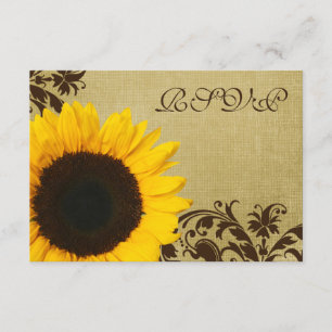 Rustic Sunflower Swirls Wedding RSVP Response Card