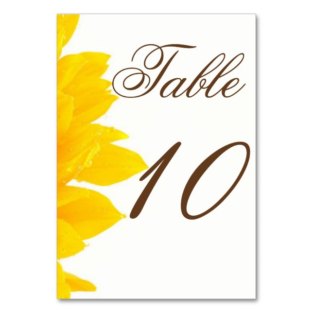 Rustic Sunflower Table Numbers (Front)