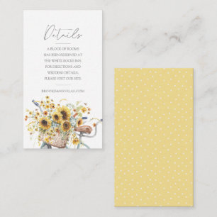 Rustic Sunflower Tandem Bicycle Watercolor Wedding Enclosure Card