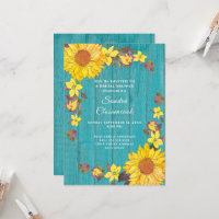 Rustic Sunflower Teal Wood Wedding Bridal Shower