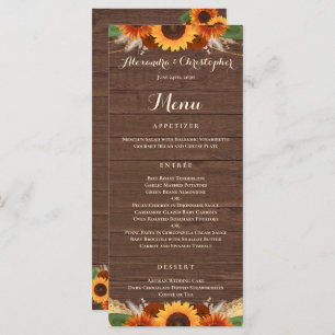 Rustic Sunflower Terracotta Roses Boho Wedding Menu