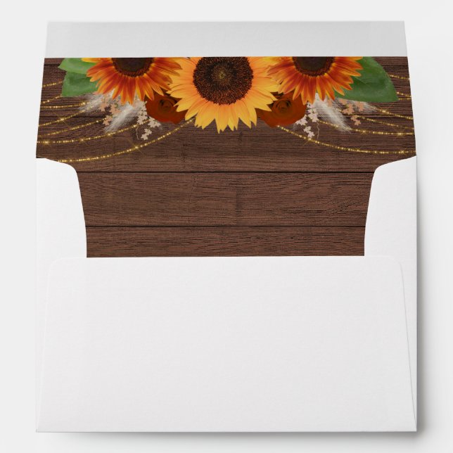 Rustic Sunflower Terracotta Roses Wedding Invite Envelope (Back (Bottom))