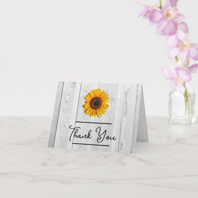 Rustic Sunflower Thank You Card (Orchid)