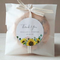 Rustic Sunflower Thank You Wedding Favour Sticker