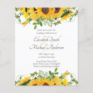 Rustic Sunflower Themed Wedding Stationery Budget